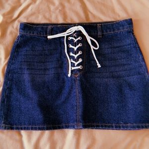 denim lace-up jean skirt